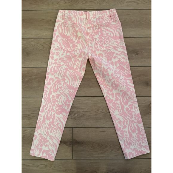 Elliott Lauren Pink And White Leopard Print Cropped Stretch Jeans Size 2 - Picture 3 of 15
